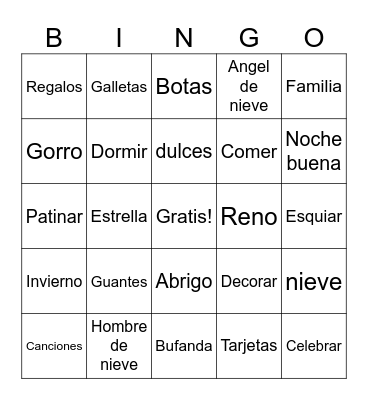 Spanish Bingo Card