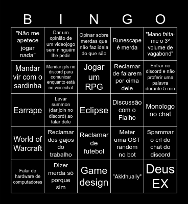 Gama Bingo Card