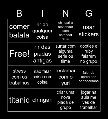 Bingo dos chingaris Bingo Card