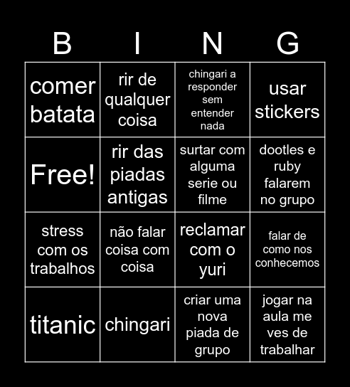 Bingo dos chingaris Bingo Card