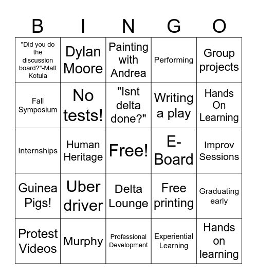 DCSA Bingo Card