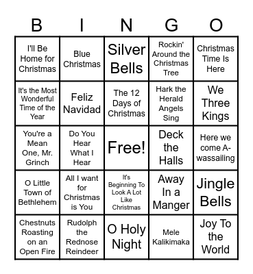 Christmas Music Bingo! Bingo Card