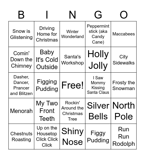 Holiday Bingo Card