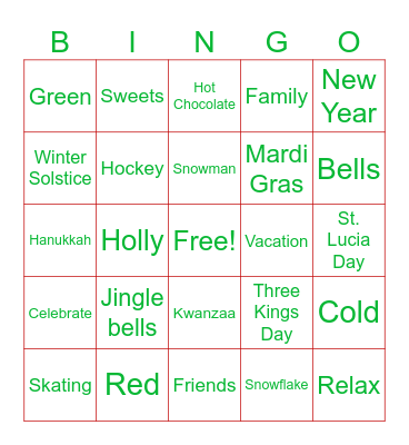 Festive Friday Bingo Card
