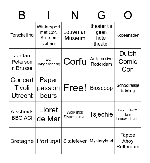 Uitjes Termorsclub 2023 Bingo Card