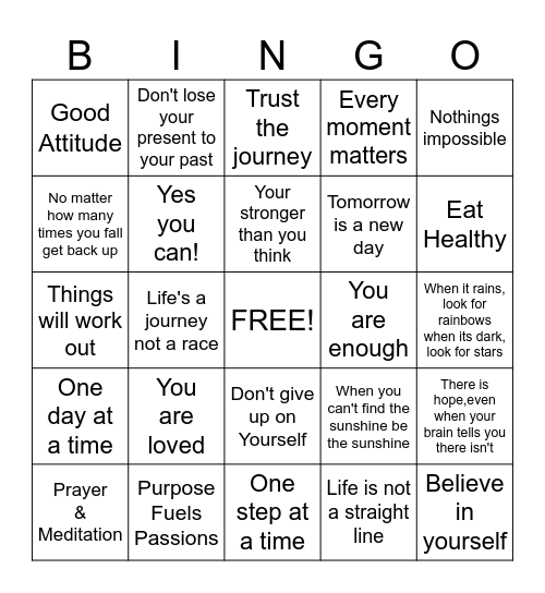 POSITIVITY Bingo Card