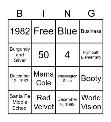 Brindi's Bingo Card