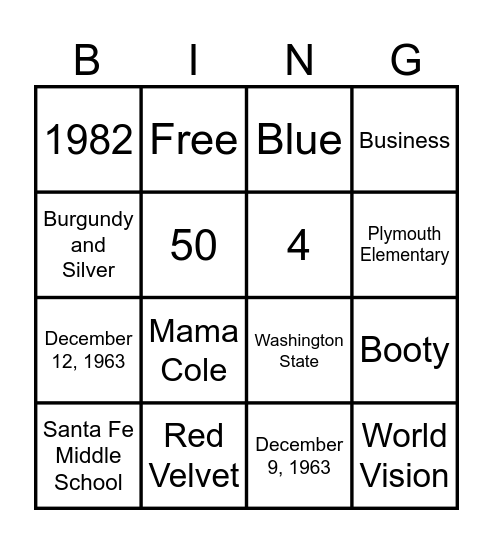 Brindi's Bingo Card