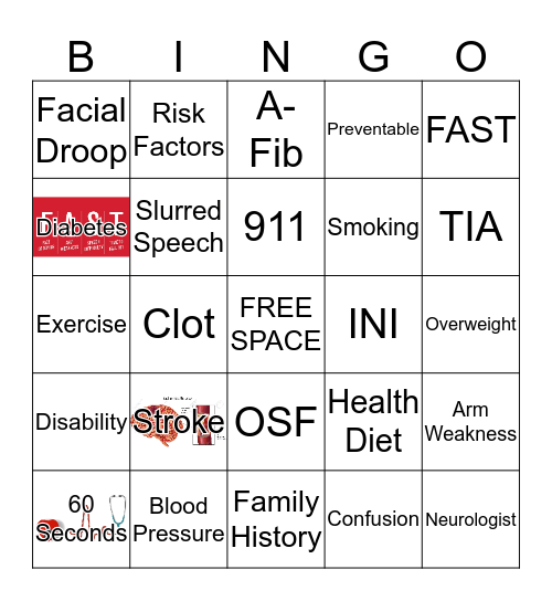 Stroke Awareness Bingo Card
