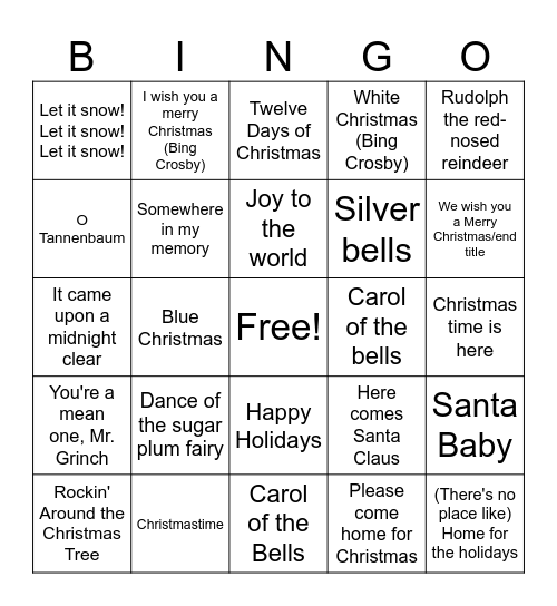 Christmas! Bingo Card
