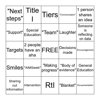 Skyview Intervention Team's Bingo Cards Bingo Card