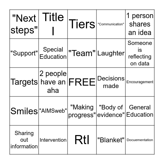 Skyview Intervention Team's Bingo Cards Bingo Card