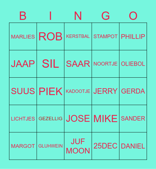 KERST IN DE SCHUUR BINGOOOO Bingo Card