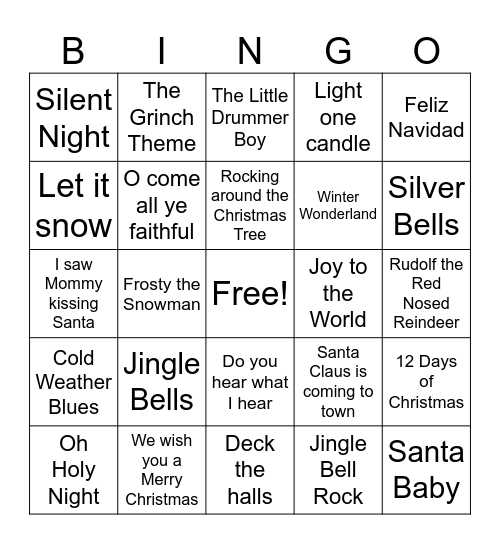 Holiday BINGO Card