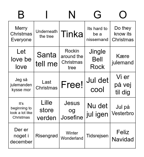 Julebanko Bingo Card