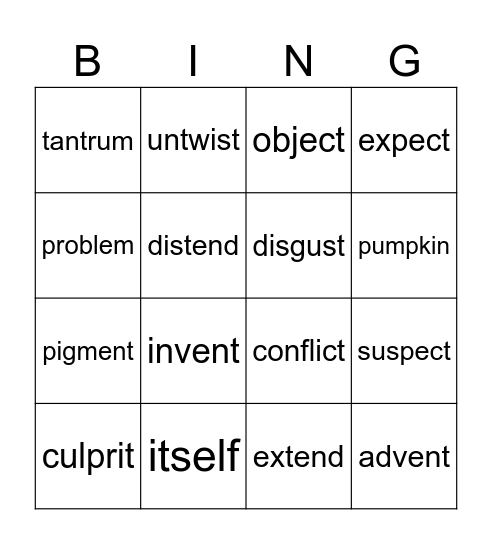 2-17 Multisyllabic Words w/Blends Bingo Card