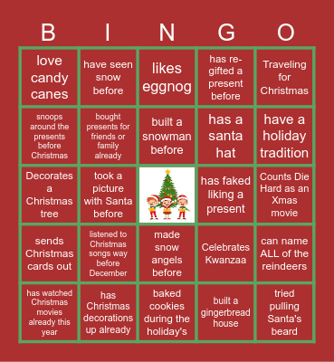 Virtual Holiday Bingo Card