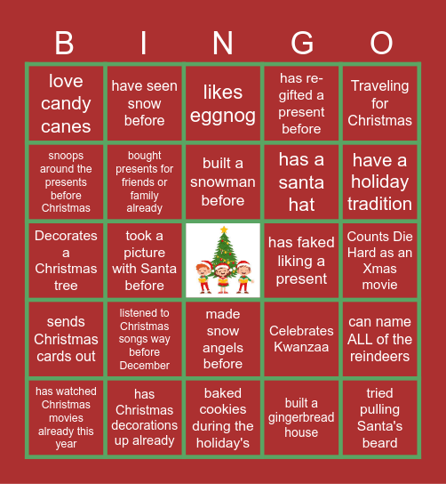 Virtual Holiday Bingo Card