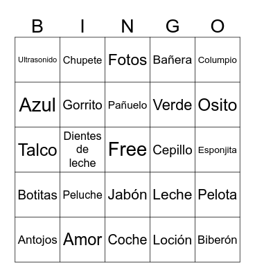 Baby Shower Bingo Card