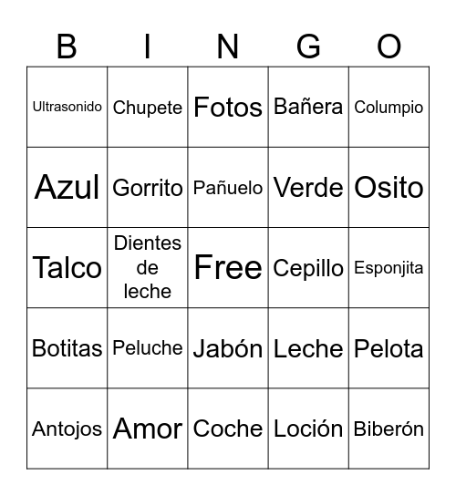 Baby Shower Bingo Card