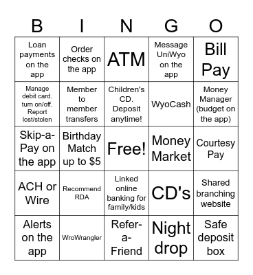 Bettering People's Life Bingo Card