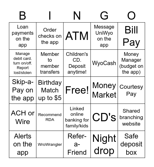 Bettering People's Life Bingo Card