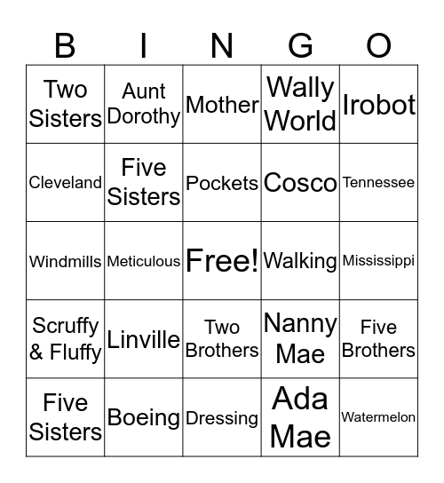 Easter's Bridal Shower Bingo Card