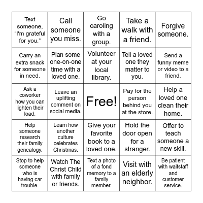 Untitled BingoLight the World Bingo Card