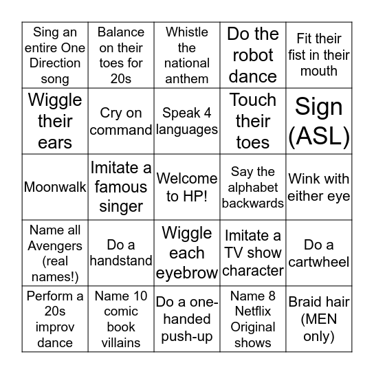 Find a member who can ... Bingo Card