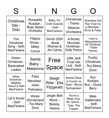 Corporate Approved Singo Bingo Card