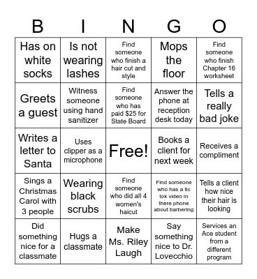 Barbering Bingo Card