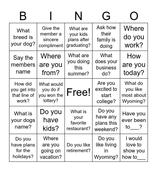 Create Meaningful Connections Bingo Card