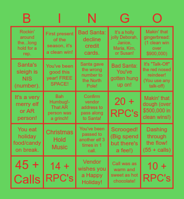 Holiday Bingo Card