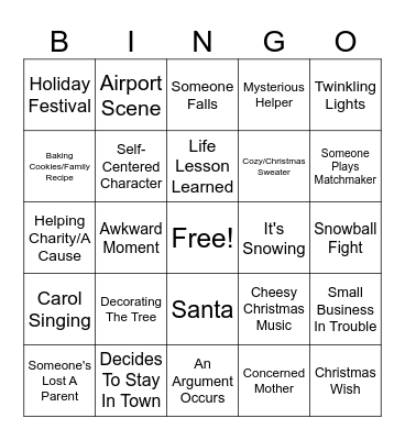 Shitty Christmas Movies Bingo Card