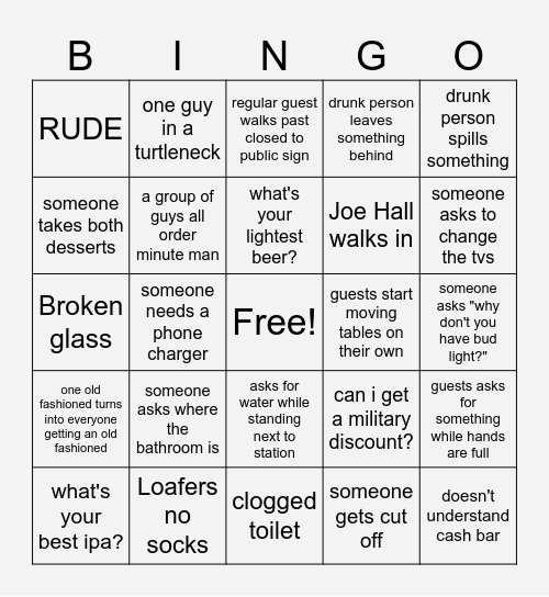 event Bingo Card