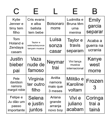 2024 wild celeb bingo Card