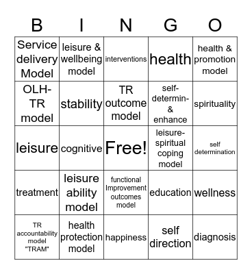 TR MODEL BINGO Card