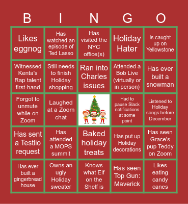 MOPS Holiday Bingo Card