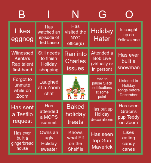 MOPS Holiday Bingo Card