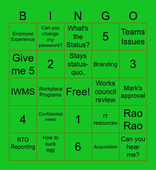 WPP Bingo! Bingo Card