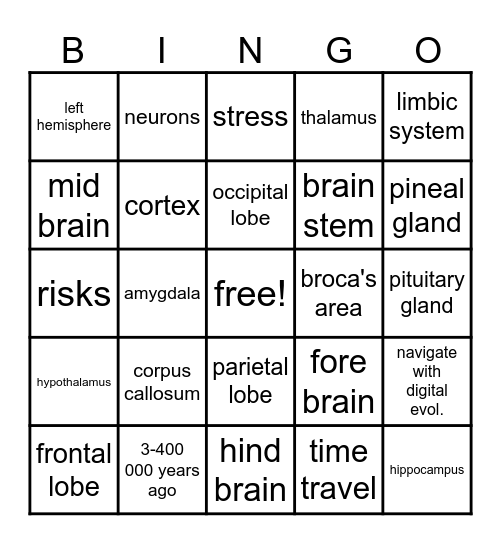 Brain Bingo Card