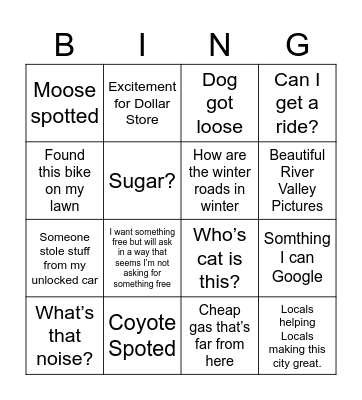 Fort Sask Informed Bingo Card