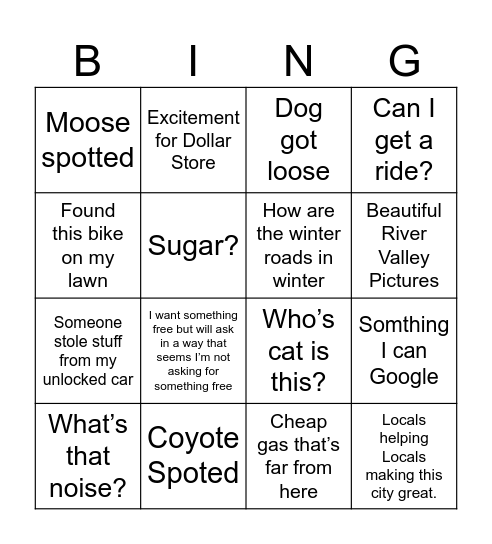 Fort Sask Informed Bingo Card