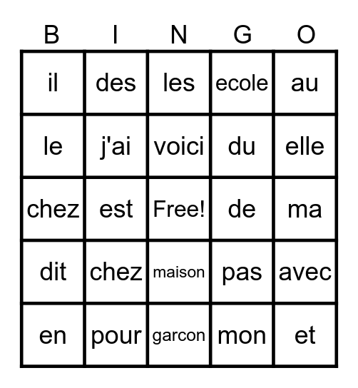 Bingo - Mme. Jean Bingo Card