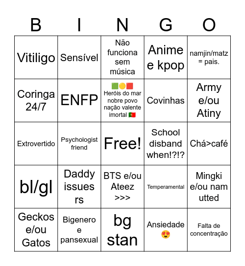 gabie's  파보  bingo  :P Bingo Card