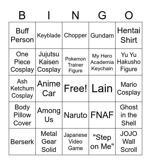 ANIME FRONTIER Bingo Card