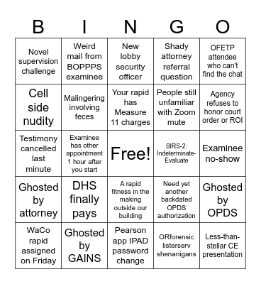 Northwest Forensic Institute 2023 Bingo Card Bingo Card