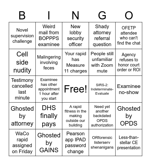 Northwest Forensic Institute 2023 Bingo Card Bingo Card