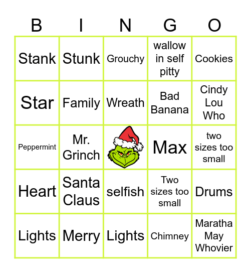 GRINCH BINGO! Bingo Card