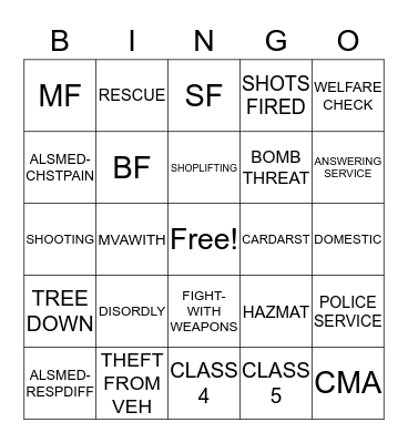 DISPATCHER BINGO Card